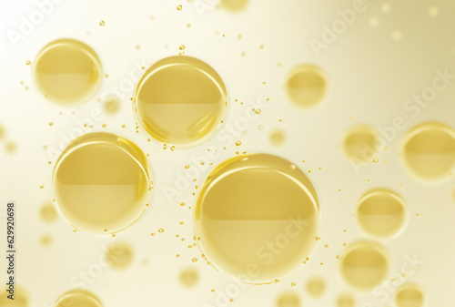 luxury gold cosmetic essence liquid bubbles molecules antioxidant of liquid bubble photo