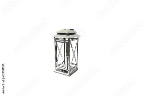 A zinc candle holder isolated on a white background. Decoration concept.