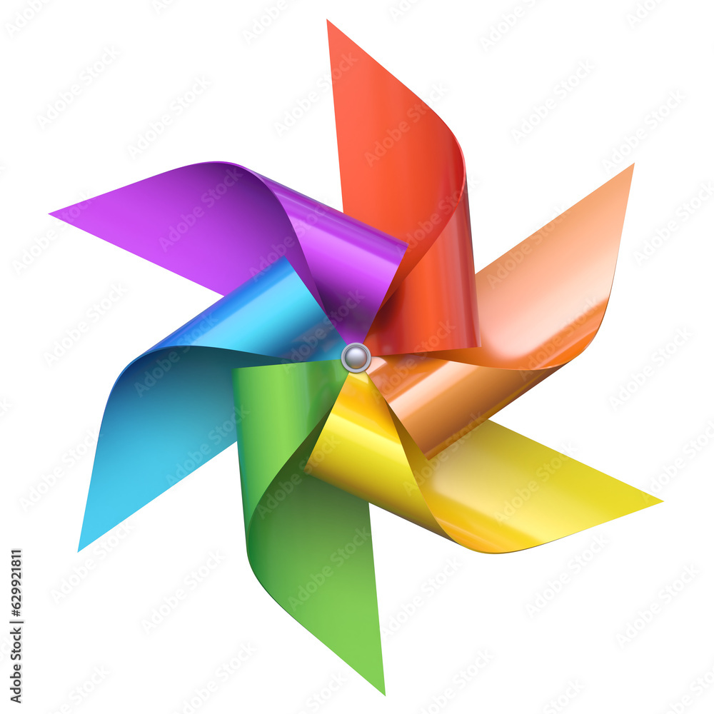 Colorful paper windmill toy 3d rendering Colorful paper windmill toy 3d rendering