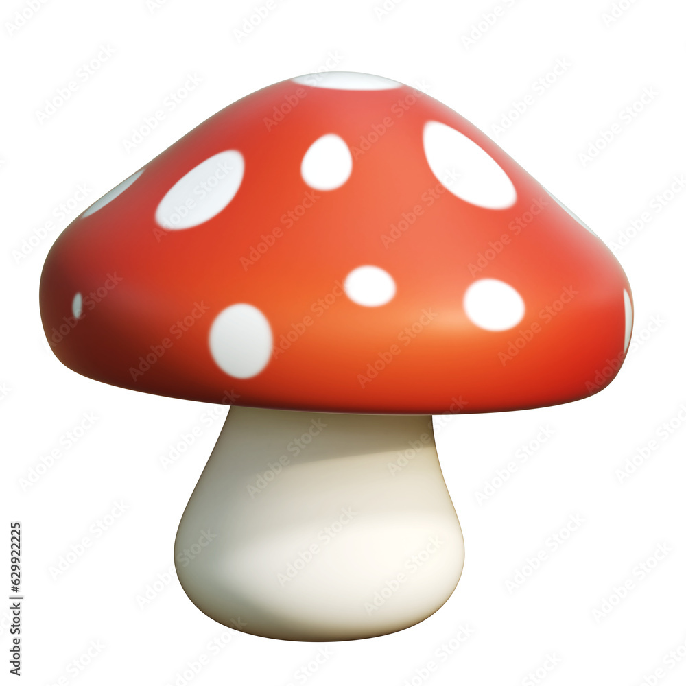 Cartoon red and white mushroom 3d rendering Cartoon red and white mushroom 3d rendering