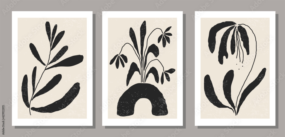 Set of Matisse style contemporary collage botanical minimalist wall art poster Set of Matisse style contemporary collage botanical minimalist wall art poster