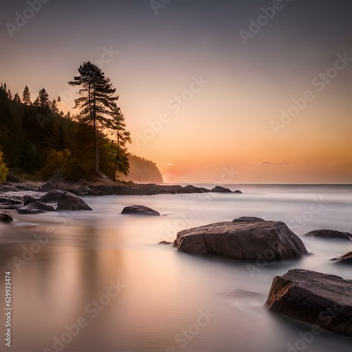 sunset on the beach created using generative AI tools