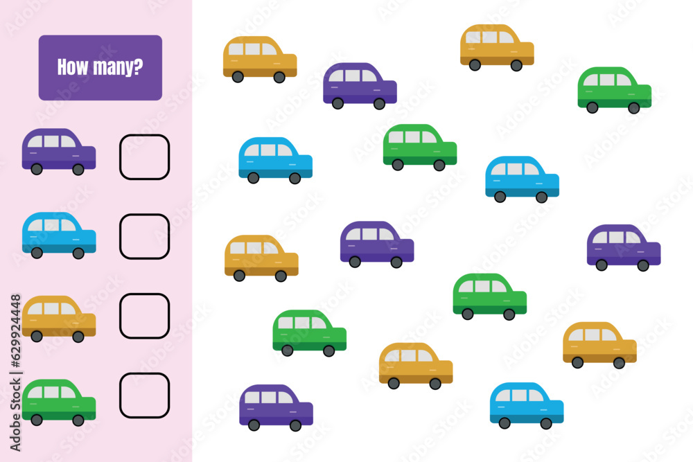 How many cars are there? Educational math game design. How many cars are there? Educational math game design.
