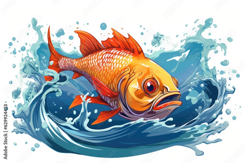 A big fish is swimming in the water. Digital image. Contaminated water, radioactive fish. A big fish is swimming in the water. Digital image. Contaminated water, radioactive fish.