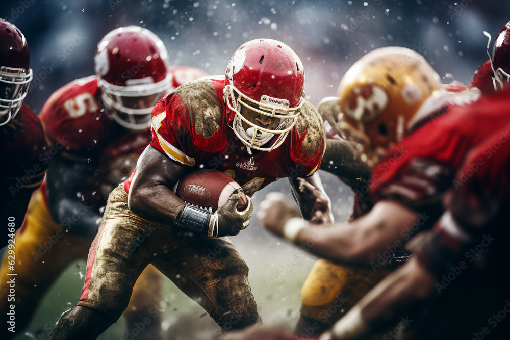 Naklejka premium American football players in game
