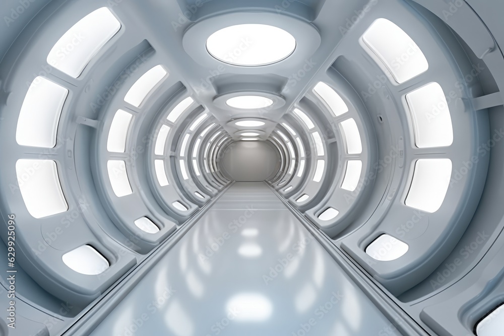 Futuristic tunnel like spaceship corridor, Empty futuristic space. Futuristic tunnel like spaceship corridor, Empty futuristic space.