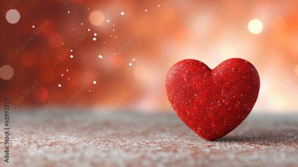 A red heart sitting on top of a table. Digital image. Copy space, place for text. Greeting card. A red heart sitting on top of a table. Digital image. Copy space, place for text. Greeting card.