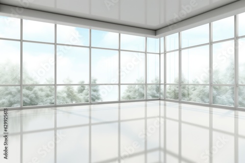 Modern white office interior  Architecture background  Empty white open space interior.