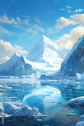 Realistic 3D illustration of iceberg  iceberg floating in water