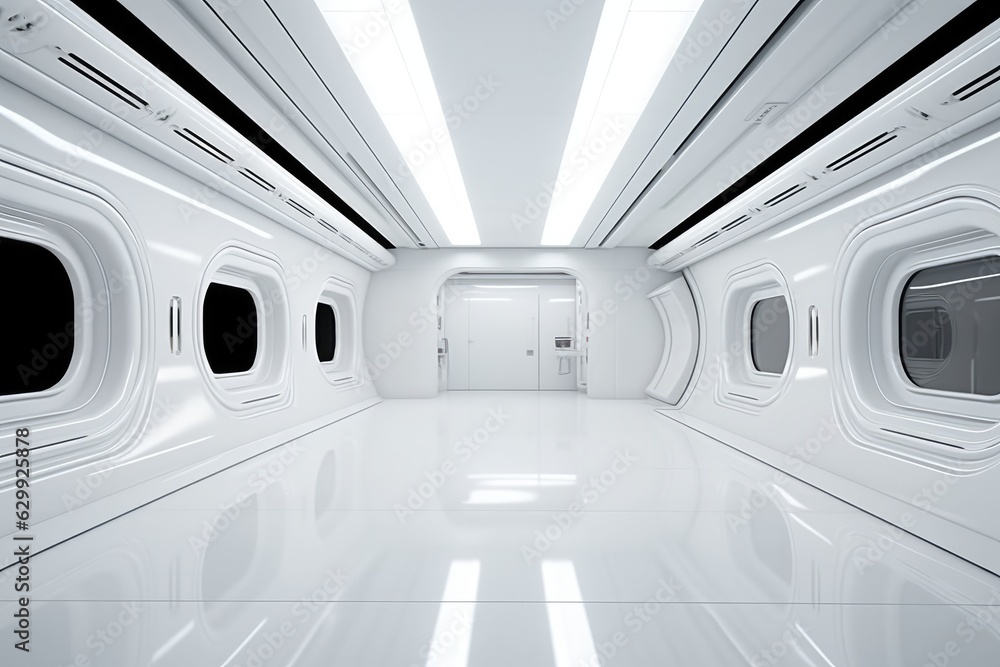 Obraz premium White Futuristic empty room.