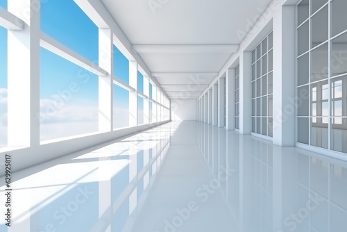 Empty corridor in a modern office building, Modern architecture.