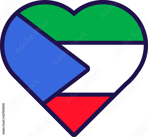 Equatorial Guinea Flag Festive Heart Outline Icon