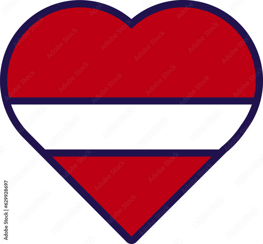 Latvia Flag Festive Patriot Heart Outline Icon Latvia Flag Festive Patriot Heart Outline Icon
