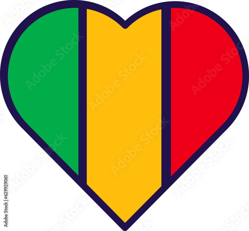 Mali Flag Festive Patriot Heart Outline Icon