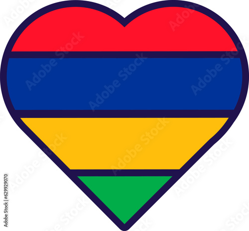 Free Download Mauritus Flag Festive Patriot Heart Outline Icon - GFXLoad