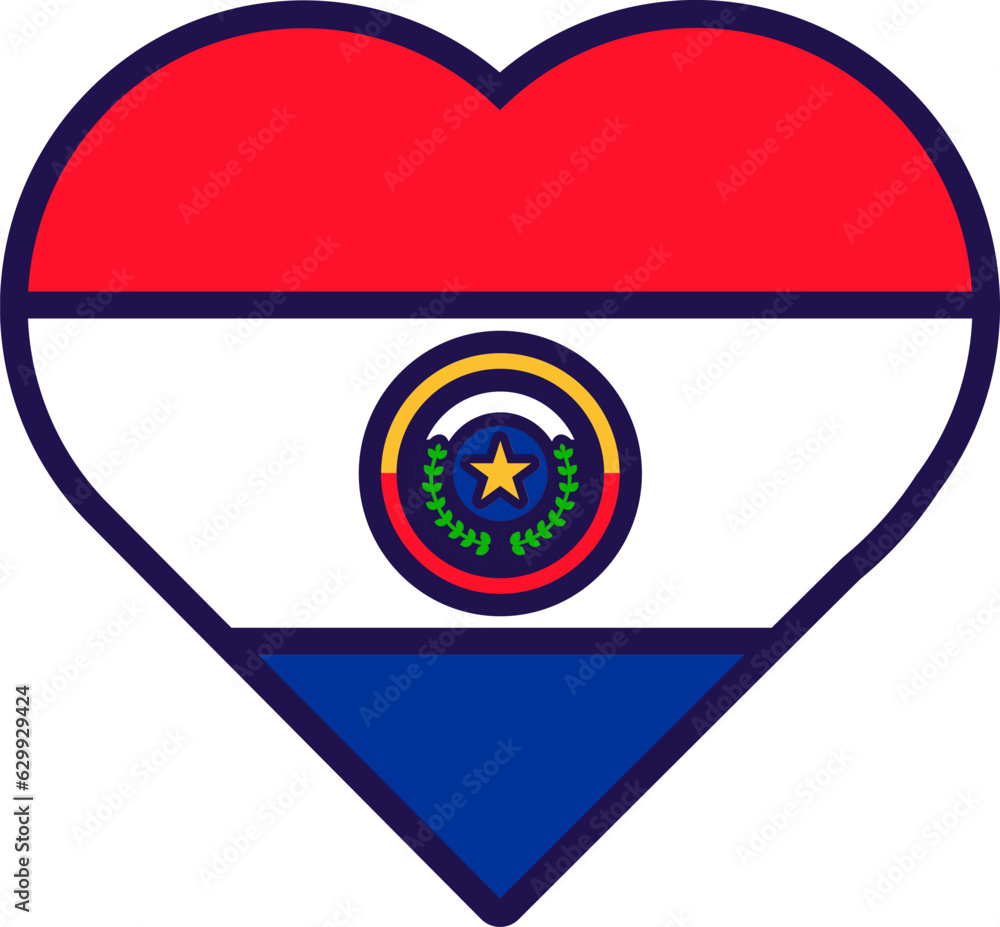Obraz premium Paraguay Flag Festive Patriot Heart Outline Icon