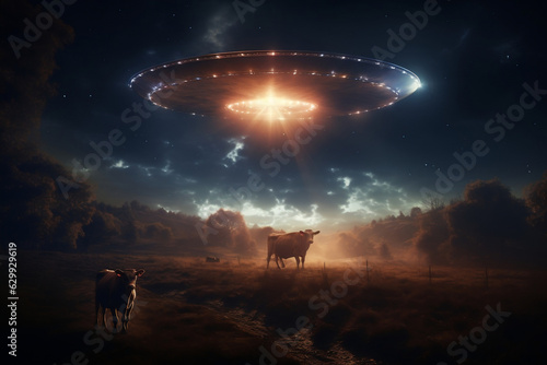 ufo and cows at night
