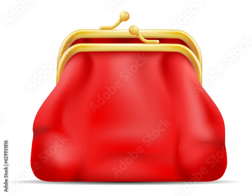 retro leather women wallet purse vector illustration
