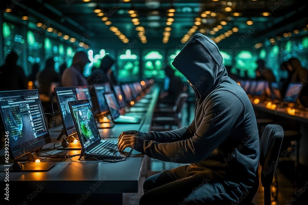 hacker in a server room, generative ai