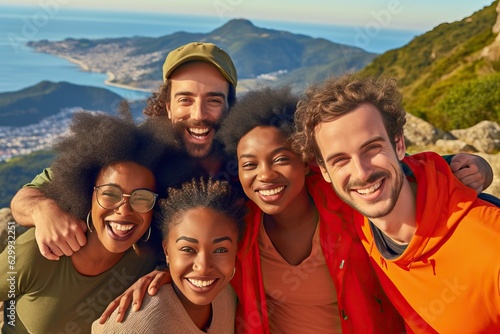 Happy diverse group of frie...