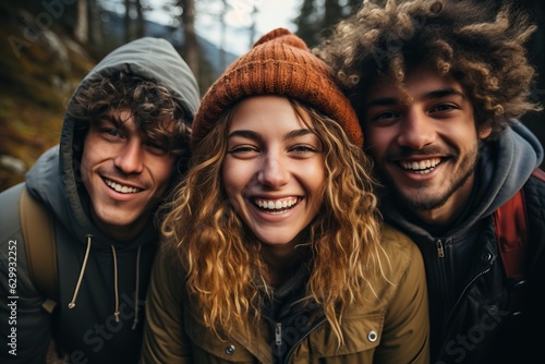 Happy diverse group of frie...