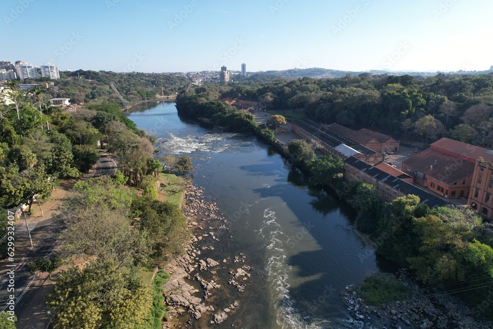 Piracicaba river waterfall at the city of same name, in Sao Paulo, Brazil.