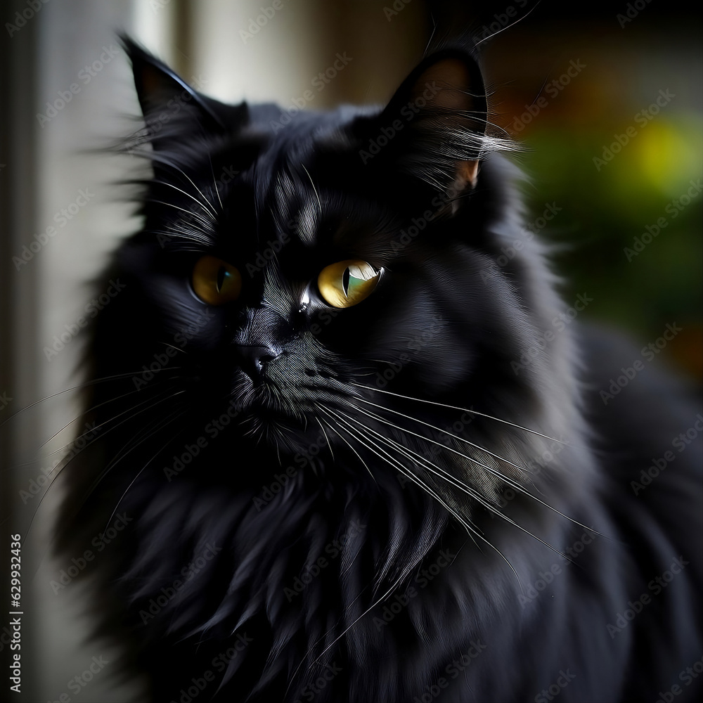 Fluffy black cat.
