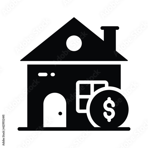 Home with dollar coin showing house loan concept vector in modern style