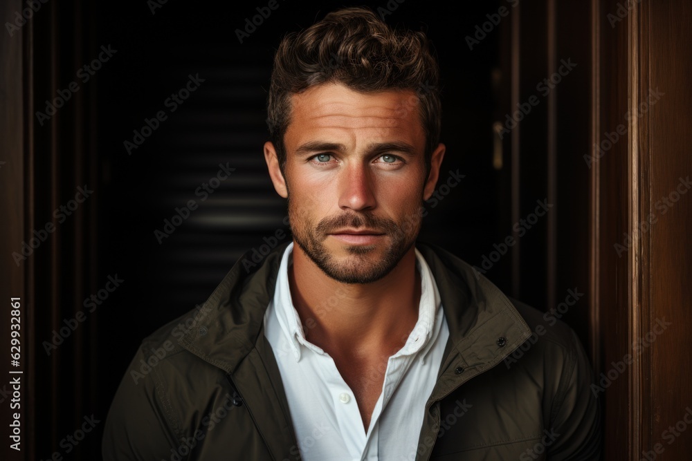 Masculinity and Grooming: A portrait of a man with a sultry, good-looking, sharp-tongued appearance. Masculinity and Grooming: A portrait of a man with a sultry, good-looking, sharp-tongued appearance.