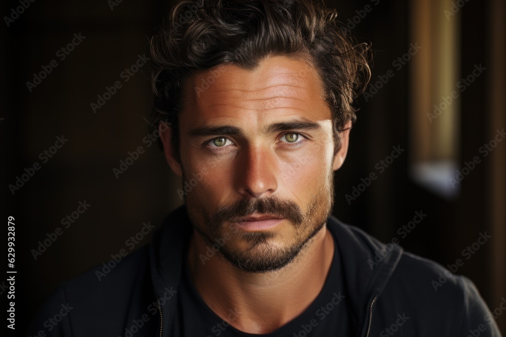 Masculinity and Grooming: A portrait of a man with a sultry, good-looking, sharp-tongued appearance. Masculinity and Grooming: A portrait of a man with a sultry, good-looking, sharp-tongued appearance.