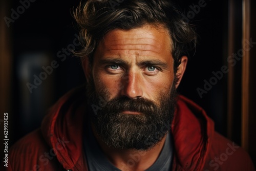 Masculinity and Grooming: A portrait of a man with a sultry, good-looking, sharp-tongued appearance.