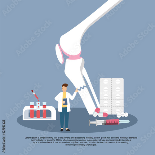 Osteopath practice. Osteoporosis concept, osteoarthritis anatomical vector