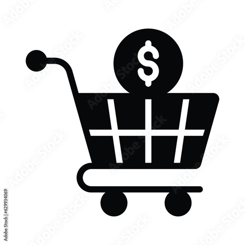 Shopping cart with dollar denoting concept vector of shopping