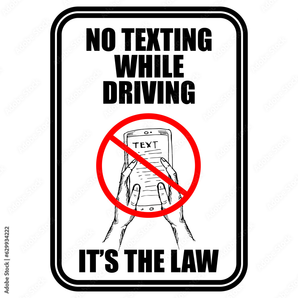 No Texting while driving, sticker vector No Texting while driving, sticker vector