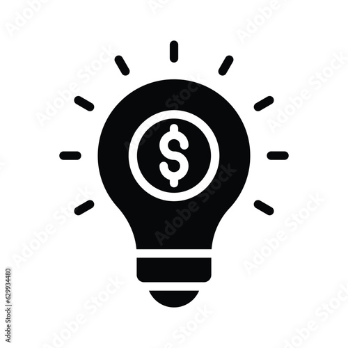 Dollar inside bulb depicting innovative idea, financial idea icon design