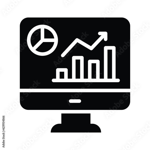 Data chart on lcd display showing vector of market analysis in modern style