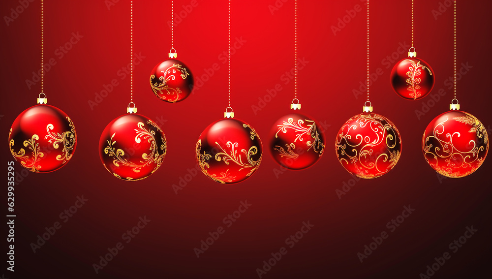 Decorative balls on Christmas background. AI generated Decorative balls on Christmas background. AI generated