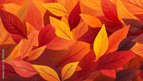 Leaves in autumn colors. AI generated