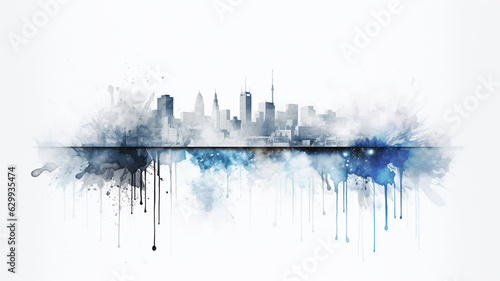 Poster abstract watercolor of the city. Sustainable development plan concept © sema_srinouljan