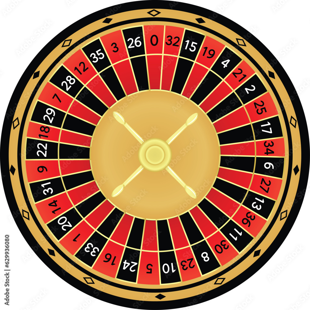 Roulette wheel on gold style illustration Roulette wheel on gold style illustration