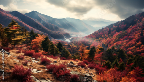Autumn landscape in the mountains. AI generated © Alicina