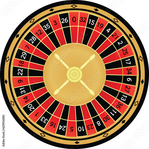 Roulette wheel on gold style illustration