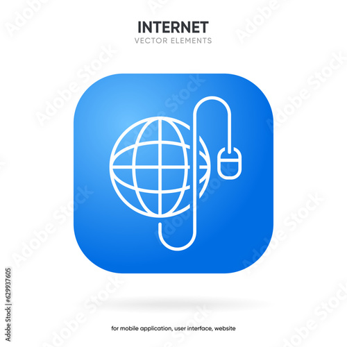 Web search symbol. Internet icon. Go to web icon. Http address sign. Globe network www website icon with isolated white background for UI UX mobile app