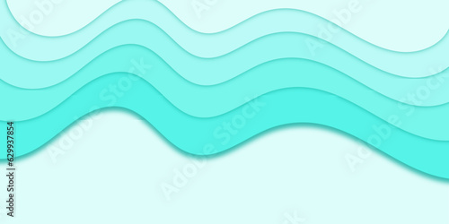 Blue Paper Cut Waves Background