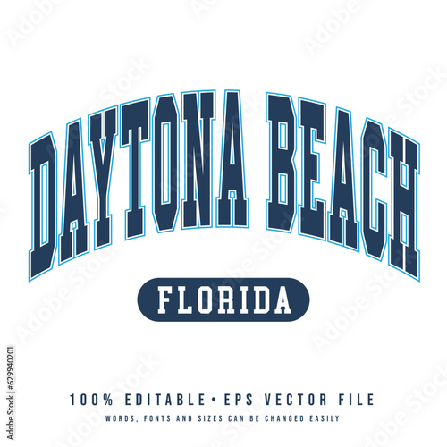 Daytona Beach text effect vector. Editable college t-shirt design printable text effect vector photo