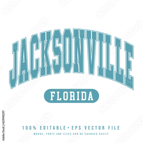 Jacksonville text effect vector. Editable college t-shirt design printable text effect vector