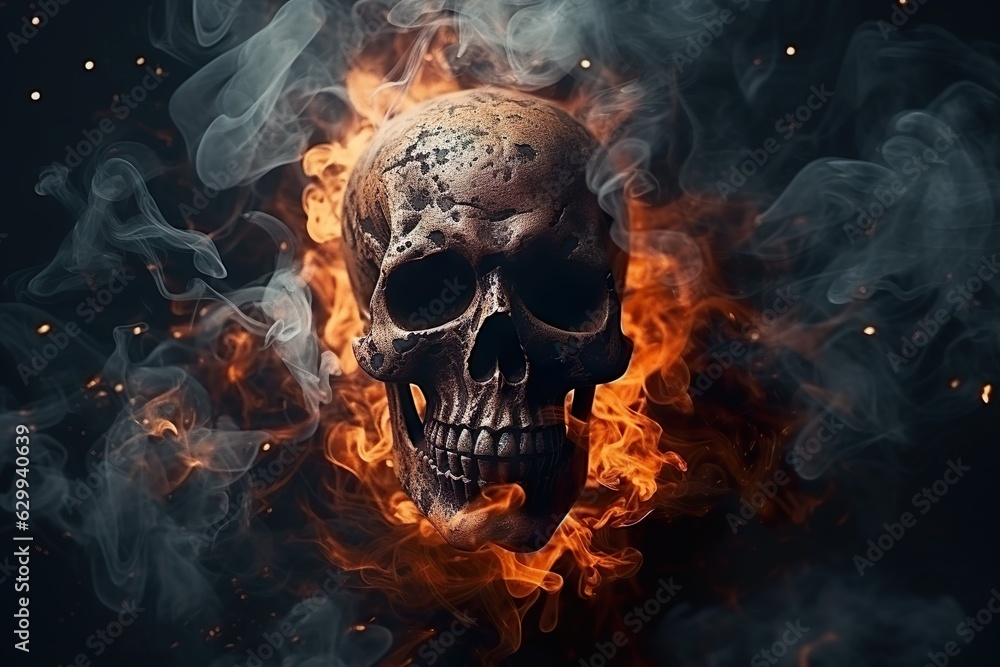 Happy Halloween with grim ripper in full moon haunted graveyard made with generative ai technology Happy Halloween with grim ripper in full moon haunted graveyard made with generative ai technology