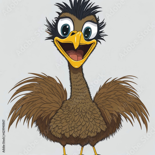 cartoon emu, vector, illustration, white background