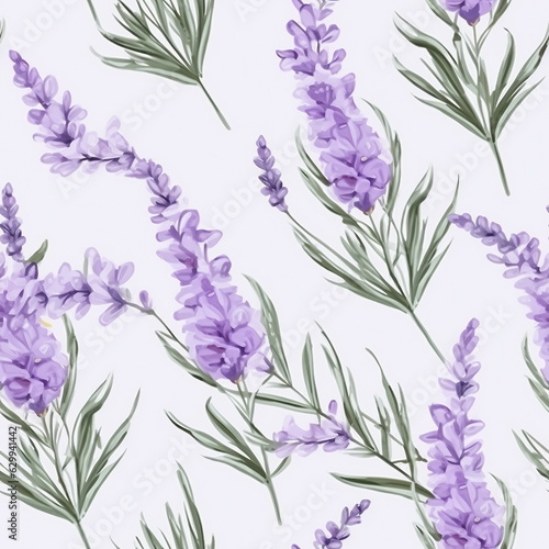 Seamless background of tender watercolor lavender on white