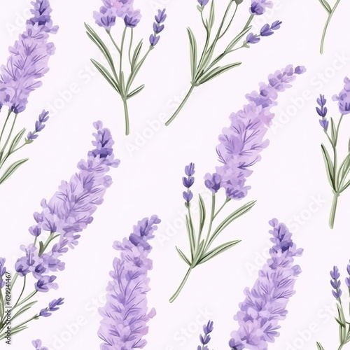 Seamless background of tender watercolor lavender on white